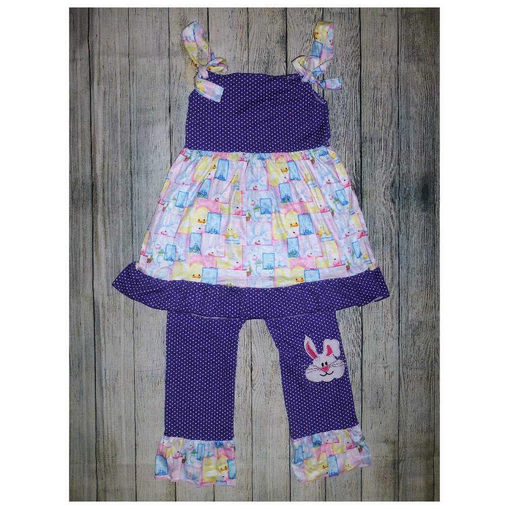 Easter Bunny Rabbit Girls Tunic Dress Outfit Set
